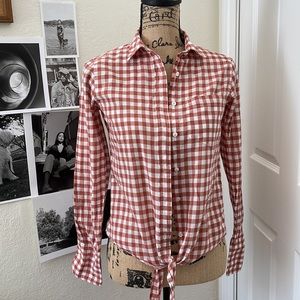 J Crew Tie Front Button Up Gingham Boy Shirt Size 00